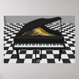 Affiche de musique : Piano à queue et tuiles :