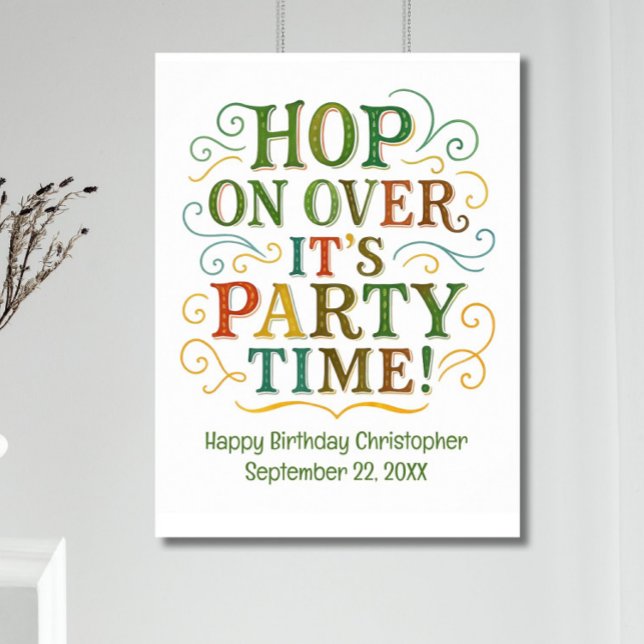 Affiche de naissance personnalisée avec nom et dat (Birthday party poster for kids and adults. Gender Neutral. Personalized with name & birthday)