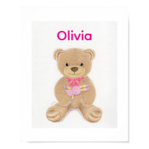 Affiche de naissance personnalisée ourson en peluc
