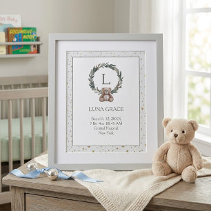 Affiche de naissance personnalisée pour nouveau-né