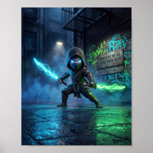 Affiche de Ninja Cyberpunk Néon
