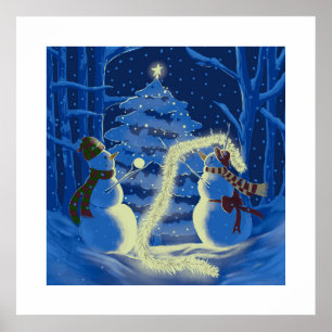 Affiche de Noël Bonhomme de Neige