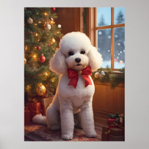 Affiche de Noël Caniche Fluffy