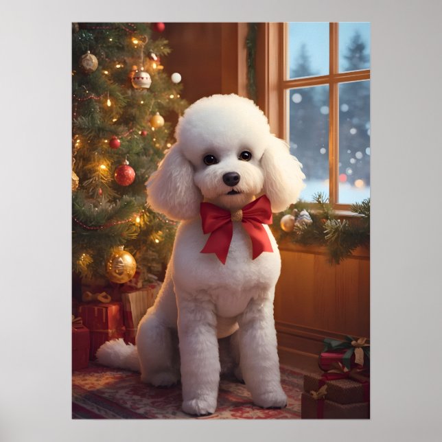 Affiche de Noël Caniche Fluffy (Devant)