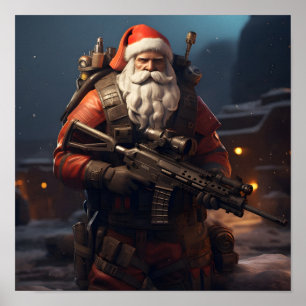 Affiche de Noël du Père Noël tactique