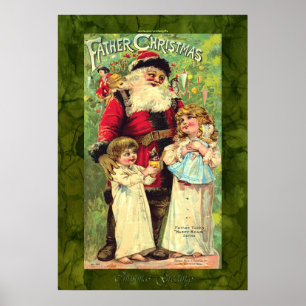 Affiche de Noël du Père vintage Tuck