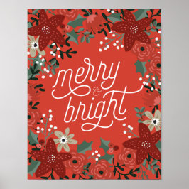 Affiche de Noël Poinsettia sur le feuillage