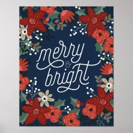 Affiche de Noël Poinsettia sur le feuillage