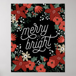 Affiche de Noël Poinsettia sur le feuillage