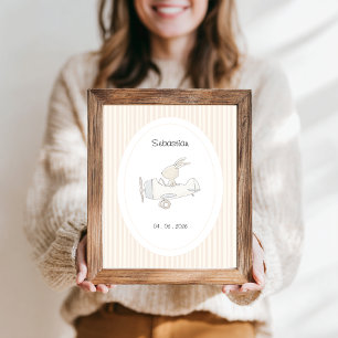 Affiche de nom et date de la nurserie de lapin pil