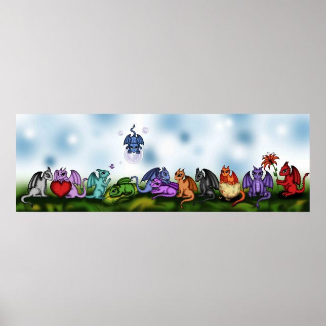 affiche de nombreux dragons mignons (Devant)