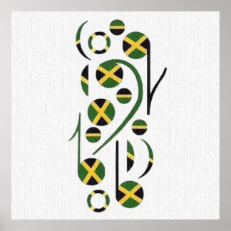 Affiche de notes musicales du drapeau jamaïcain