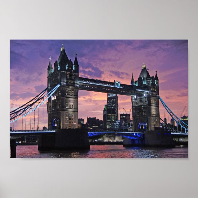 Affiche de nuit du London Tower Bridge (Devant)