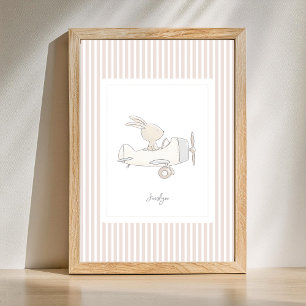 Affiche de nurserie à nom personnalisable - Lapin