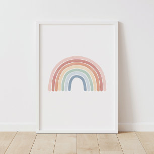 Affiche de nurserie arc-en-ciel à l'aquarelle