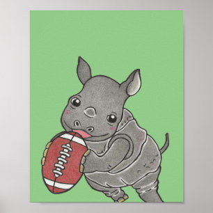 Affiche de nurserie d'animal de rhinocéros bébé mi