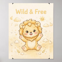 Affiche de nurserie Lion sauvage et libre