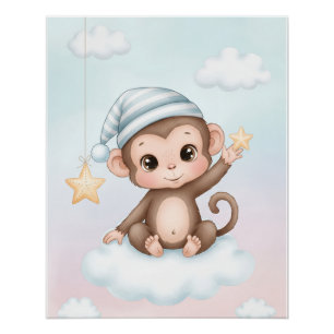 Affiche de nurserie mignonne singe