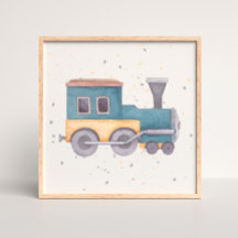Affiche de nurserie pour bébé garçon avec train pe