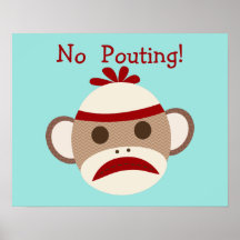 Affiche de nurserie pour bébé singe chaussette mém