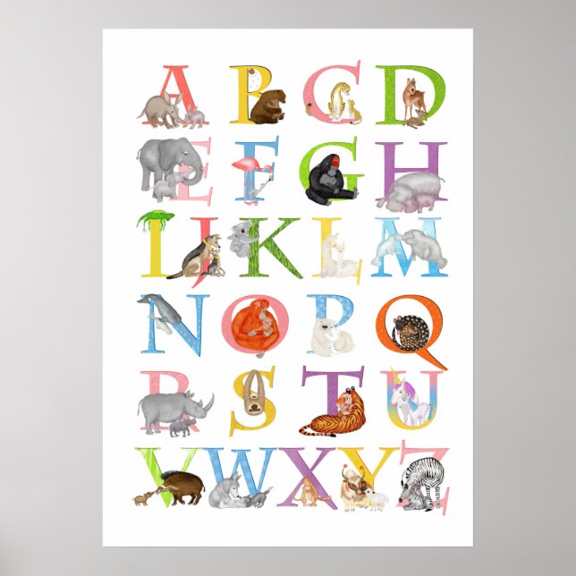 Affiche de nursery ABC d'animaux et chambre d'enfa (Devant)