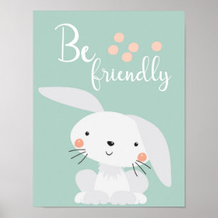 Affiche de nursery lapin amical