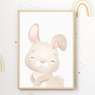 Affiche de nursery lapin forêt animaux enfants