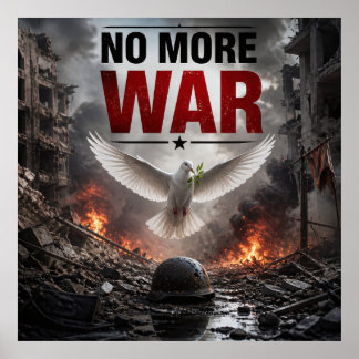 Affiche de paix Plus de guerre à travers les ruine