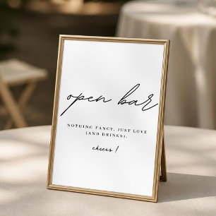 Affiche de pancarte de bar ouvert pour mariage min