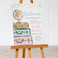 Affiche de pancarte de bienvenue de valise de voya
