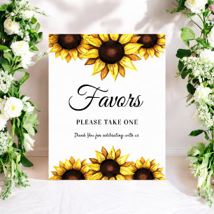 Affiche de pancarte de faveurs de tournesol blanc