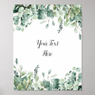 Affiche de pancarte en eucalyptus aquarelle person