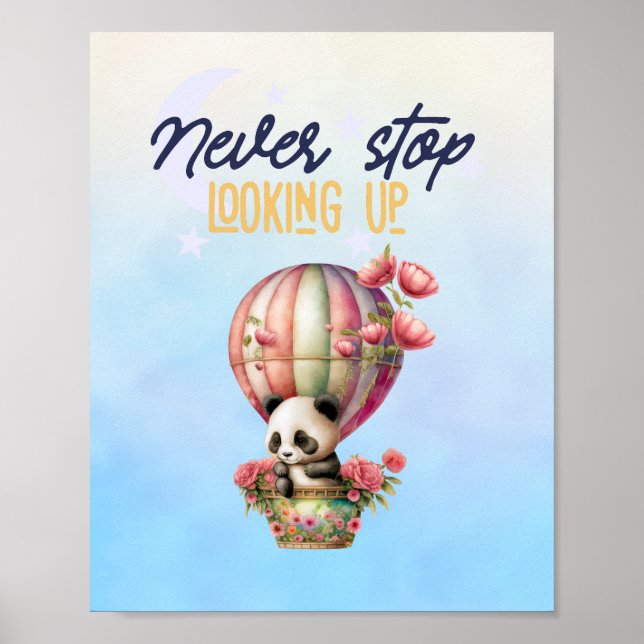 affiche de panda de ballon à air chaud inspirant (Devant)