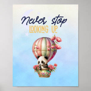 affiche de panda en montgolfière inspirante impres