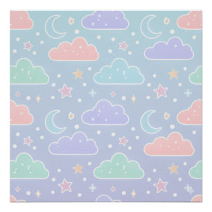 Affiche de papier peint nuage pastel doux