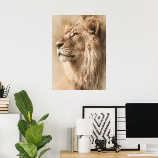 Affiche de papier peint Safari Majestueux Lion