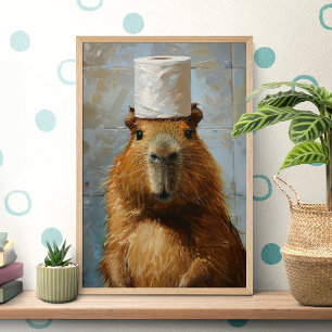 Affiche de papier toilette de capybara drôle