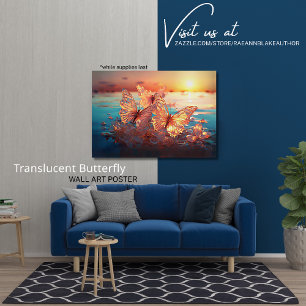 Affiche de papillon translucide élégant pour décor