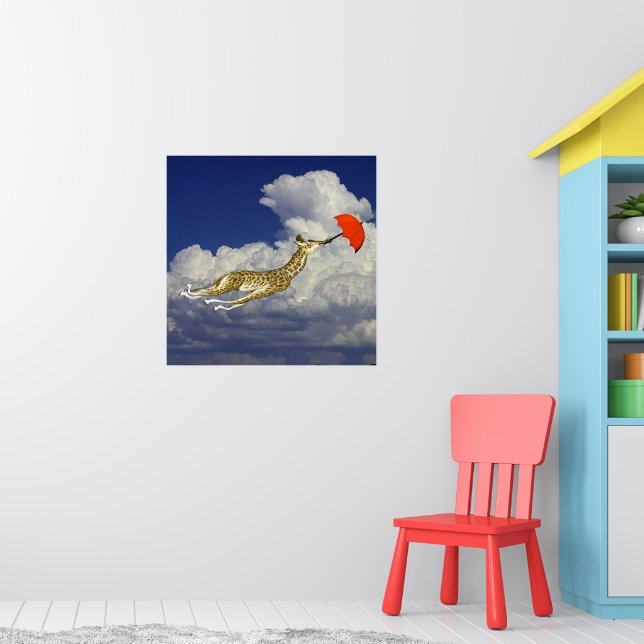 Affiche de parapluie de girafe fantaisiste Envolez (Pépinière 1)