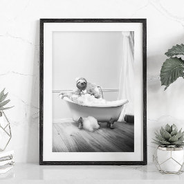 Affiche de paresseux dans une baignoire