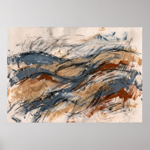 Affiche de paysage abstrait bleu rouille