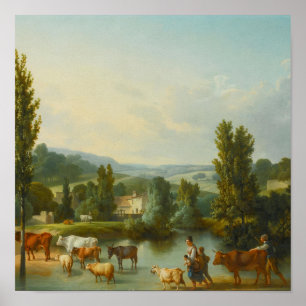 Affiche de paysage champêtre pastoral