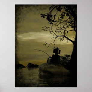 Affiche de pêche de robot