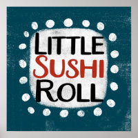 Affiche de petite roulade de sushi sur le mur
