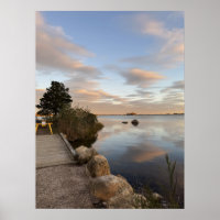 Affiche de photo de coucher de soleil sur l'étang