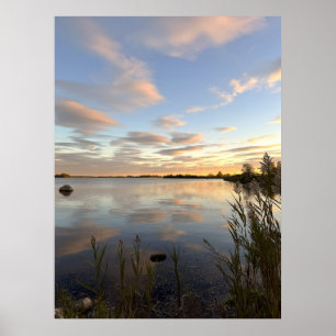 Affiche de photo de coucher de soleil sur l'étang