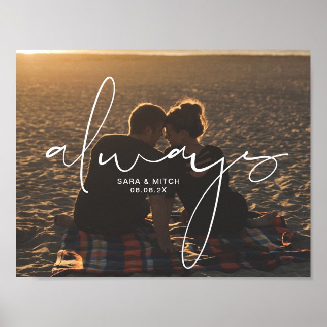 Affiche de photo de mariage toujours signe Noms et (Devant)