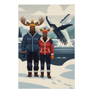 Affiche de photobombing de baleines d'Alaska
