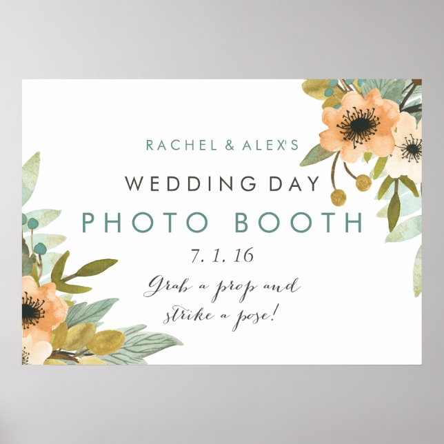 Affiche de photomaton à l'aquarelle fleurie (Devant)