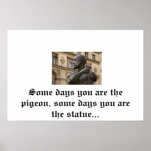 Affiche de pigeon et de statue